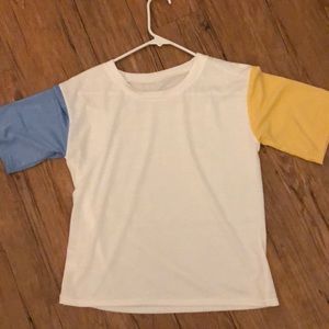 White shirt with coloured sleeves